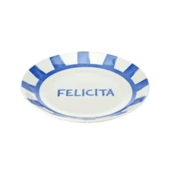 Assiette à dessert porcelaine "Felicita" blanc bleu Ø20cm