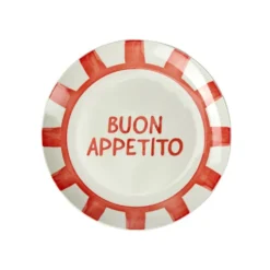 Assiette à dessert porcelaine "Buon Appetito" blanche rouge Ø20cm