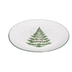 Assiette à dessert porcelaine blanche motif sapin de Noël Ø19cm