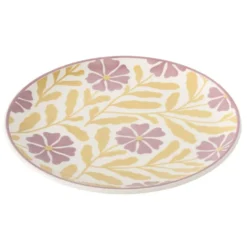 Assiette à dessert ronde Berthie céramique motif végétal vert et blanc Ø19,5cm