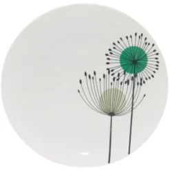 Assiette à dessert ronde blanche fleur pissenlit Ø19cm