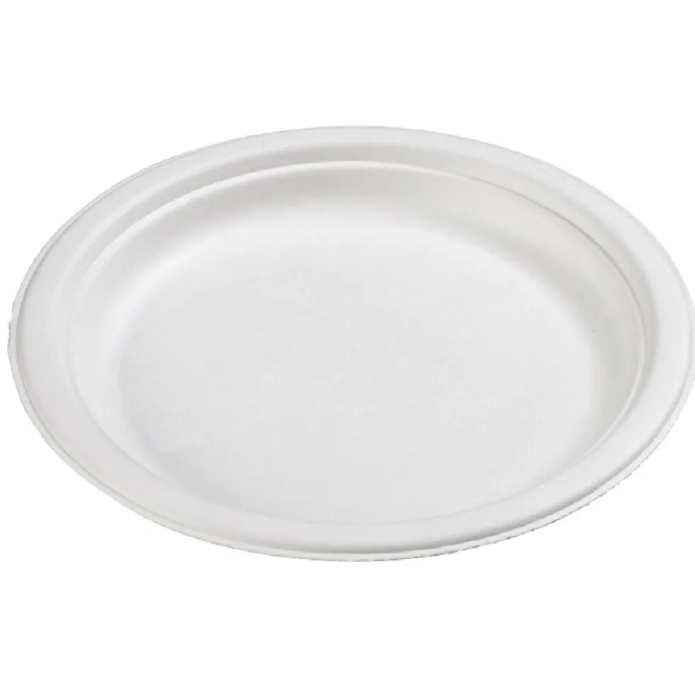 Assiette à dessert ronde en canne à sucre x12