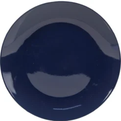 Assiette à dessert ronde motif feuillage bleu et blanc Ø20.5cm