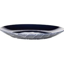 Assiette à dessert ronde vague japonaise bleue et blanche Ø20.5cm