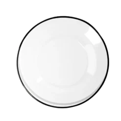 Assiette à dessert ronde verre transparent bord noir Ø20cm