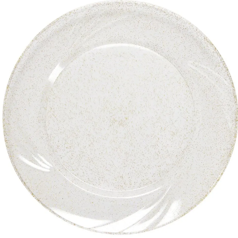 Assiette plastique réutilisable x4 pailletée dorée Ø26cm