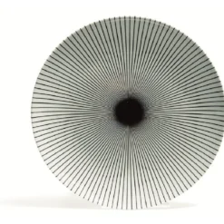 Assiette plate blanche décor rayon noir Ø26.5cm