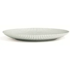 Assiette plate blanche décor rayon noir Ø26.5cm