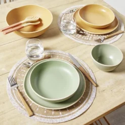 Assiette plate en faïence vert Ø27xH1,7cm