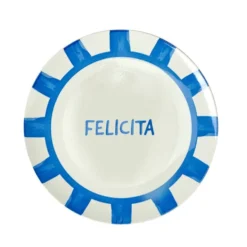 Assiette plate porcelaine "Felicita" blanche et bleue Ø26,5cm