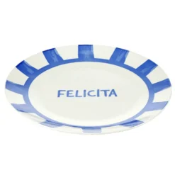 Assiette plate porcelaine "Felicita" blanche et bleue Ø26,5cm