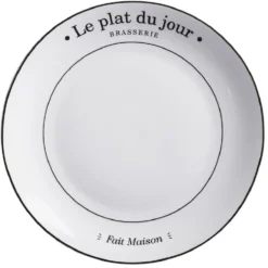 Assiette plate ronde blanche "Le plat du jour" Ø26cm