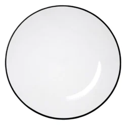 Assiette plate ronde liseré noir verre transparent Ø26cm