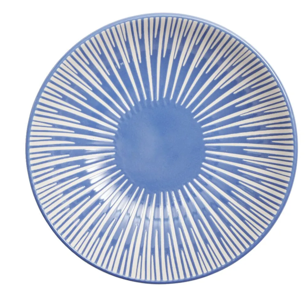 Assiette à soupe Rio faïence bleue et blanche Ø20cm