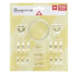 Attache crochet et vis doré 39 pièces pour cadre et tableau