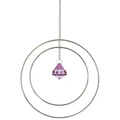 Attrape soleil métal doré pendentif rose 20x3xH70cm
