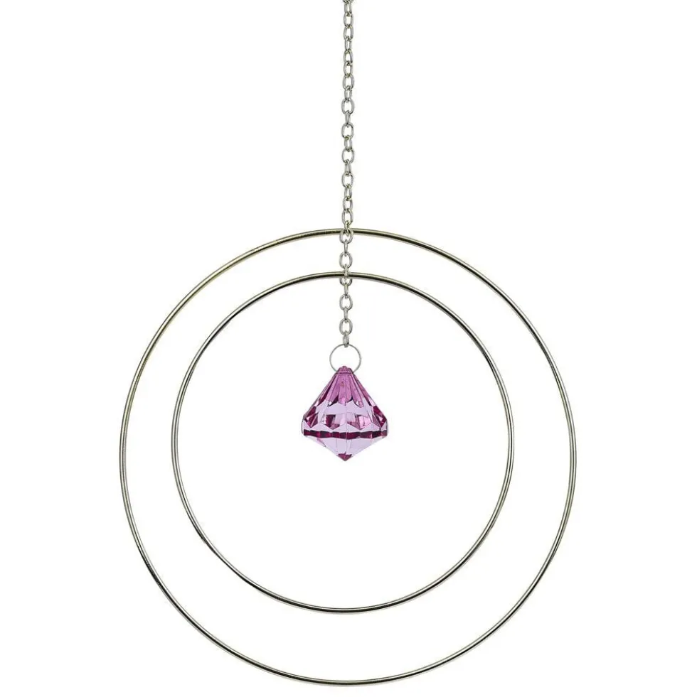 Attrape soleil métal doré pendentif rose 20x3xH70cm