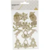 Autocollant bois pailleté argenté x12