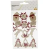 Autocollant bois pailleté rouge x12