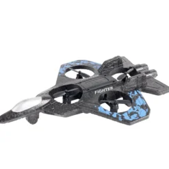 Avion radiocommandé lumineux USB 360° noir et bleu