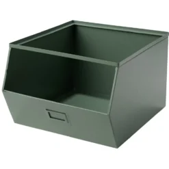 Bac superposable en métal vert - L33 x l25 x H28,5 cm