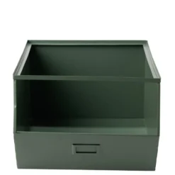 Bac superposable en métal vert - L33 x l25 x H28,5 cm