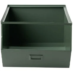 Bac superposable en métal vert - L33 x l25 x H28,5 cm
