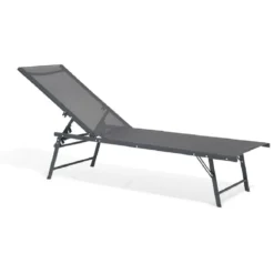 Bain de soleil transat Dream 5 positions gris 181x55xH33/90.5cm