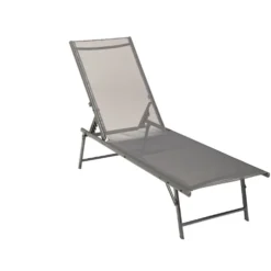 Bain de soleil transat Dream 5 positions gris 181x55xH33/90.5cm