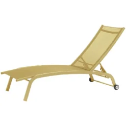 Bain de soleil transat Stockolm jaune 186x63xH32/90cm