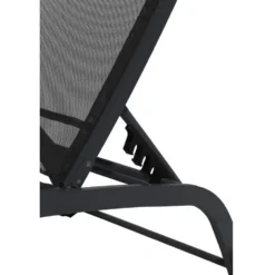 Bain de soleil transat Stockolm noir 186x63xH32/90cm