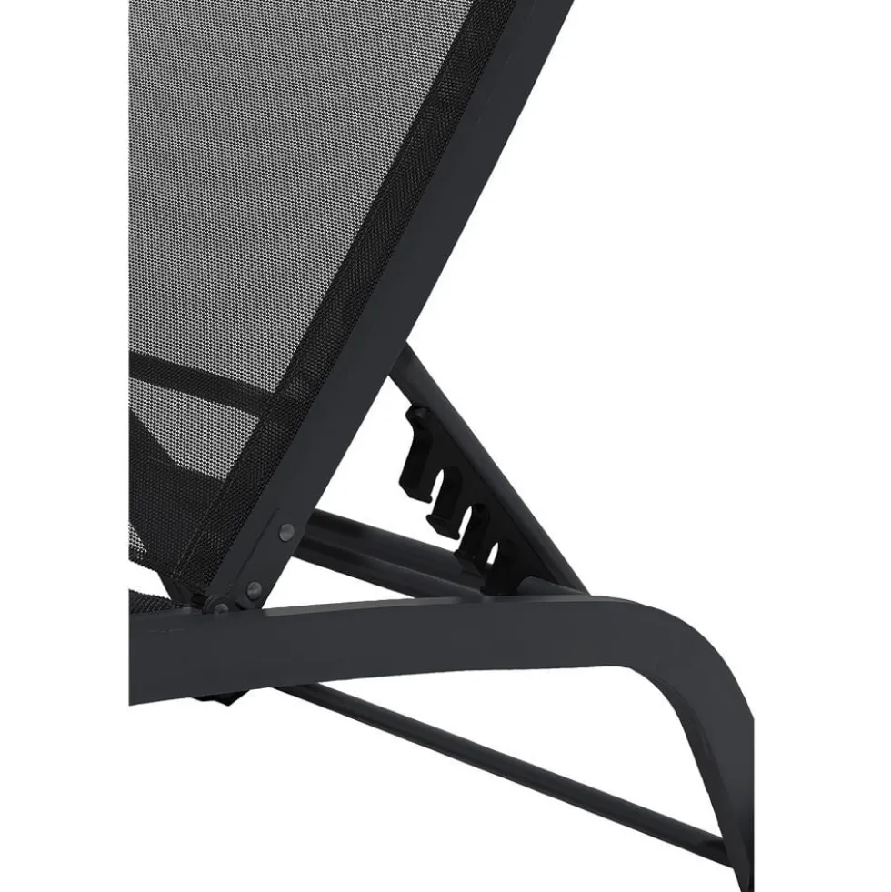 Bain de soleil transat Stockolm noir 186x63xH32/90cm