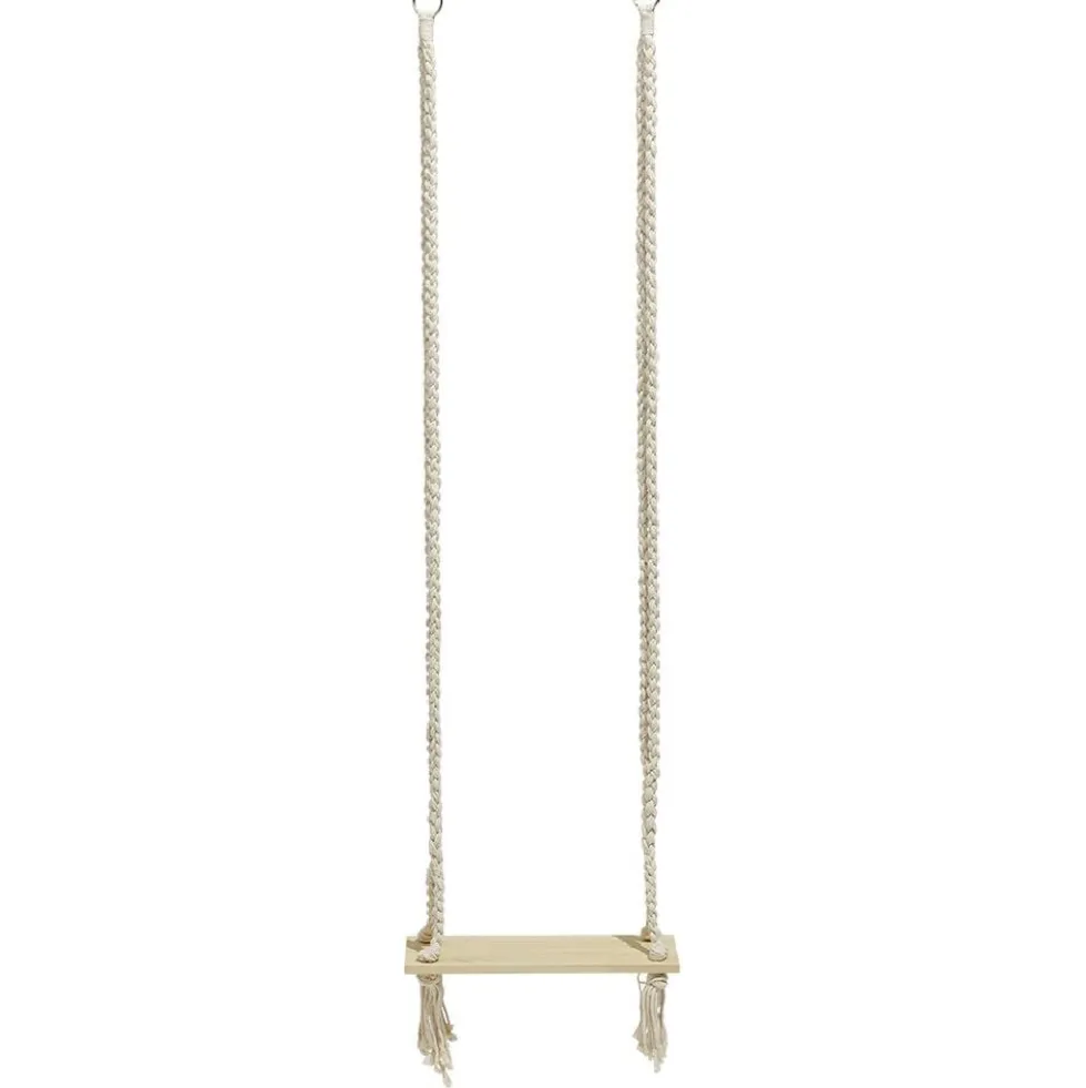 Balançoire Bali bois avec corde blanc crème 55x20xH220cm