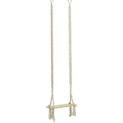 Balançoire Bali bois avec corde blanc crème 55x20xH220cm