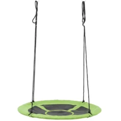 Balançoire ronde nid d'oiseau vert et noir Ø110xH160cm
