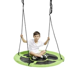 Balançoire ronde nid d'oiseau vert et noir Ø110xH160cm