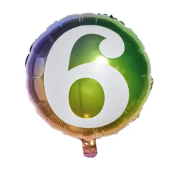 Ballon alu chiffre 6 métallisé multicolore Ø45cm