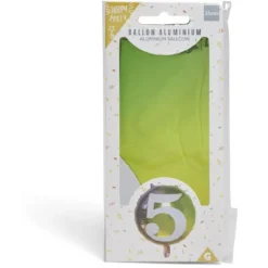 Ballon alu chiffre 5 métallisé multicolore Ø45cm