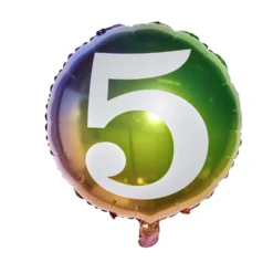 Ballon alu chiffre 5 métallisé multicolore Ø45cm