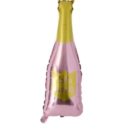Ballon alu forme bouteille rose et dorée 78cm
