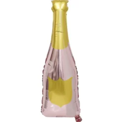Ballon alu forme bouteille rose et dorée 78cm