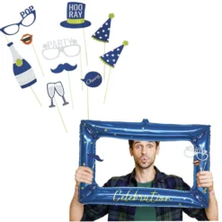 Ballon alu forme cadre photo avec accessoires photobooth 10 personnes