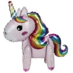 Ballon alu licorne rose et multicolore H56cm