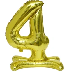 Ballon chiffre 4 avec support doré ou argenté 80cm