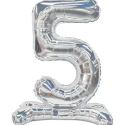 Ballon chiffre 5 H98cm doré ou argenté (2 modèles)