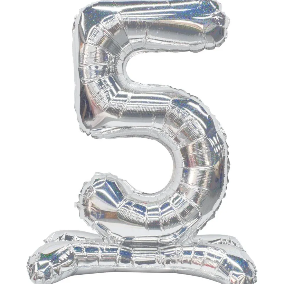 Ballon chiffre 5 H98cm doré ou argenté (2 modèles)