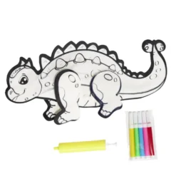 Ballon à colorier en forme de dinosaure L14cm avec 5 feutres et gonfleur