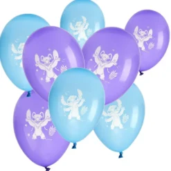 Ballon Disney Stitch x8 baudruche latex bleu et violet Ø30cm