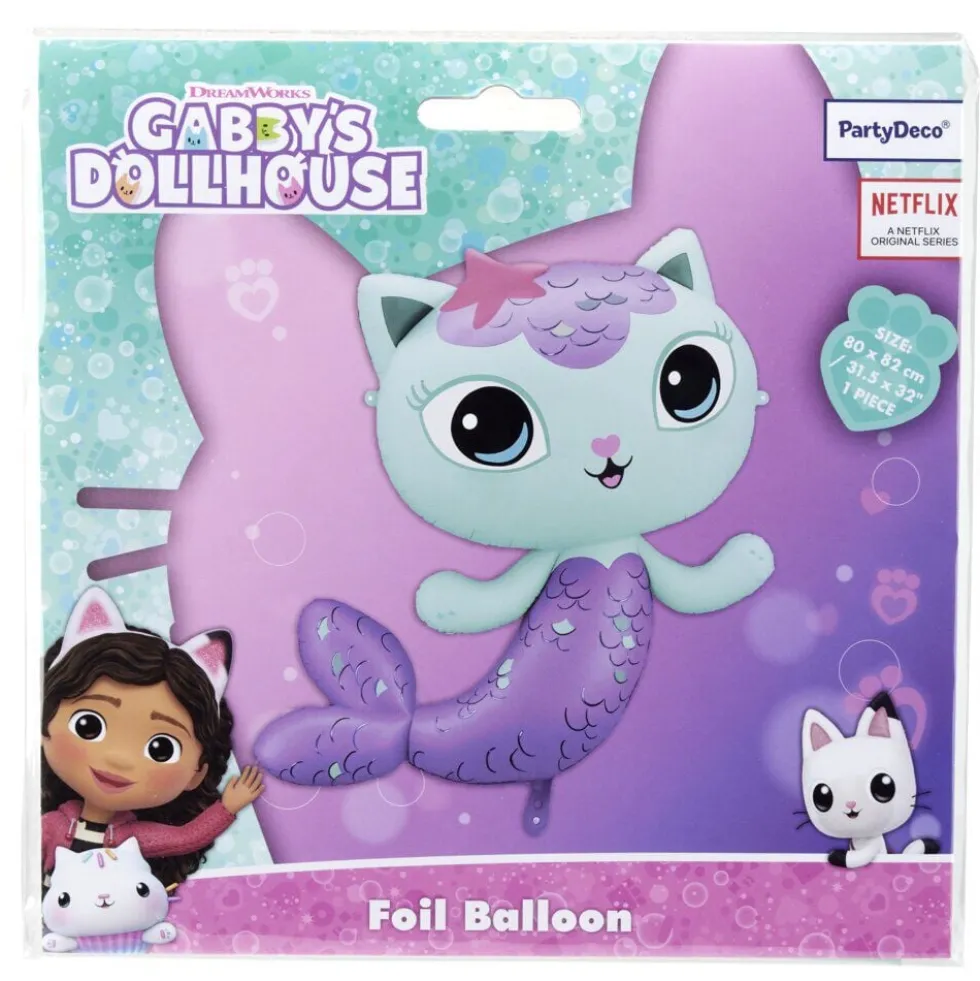 Ballon Gabby Chat aluminium forme sirène 80x82cm
