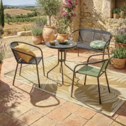 Banc de jardin Macéo acier et textilène noir 103x58xH75cm